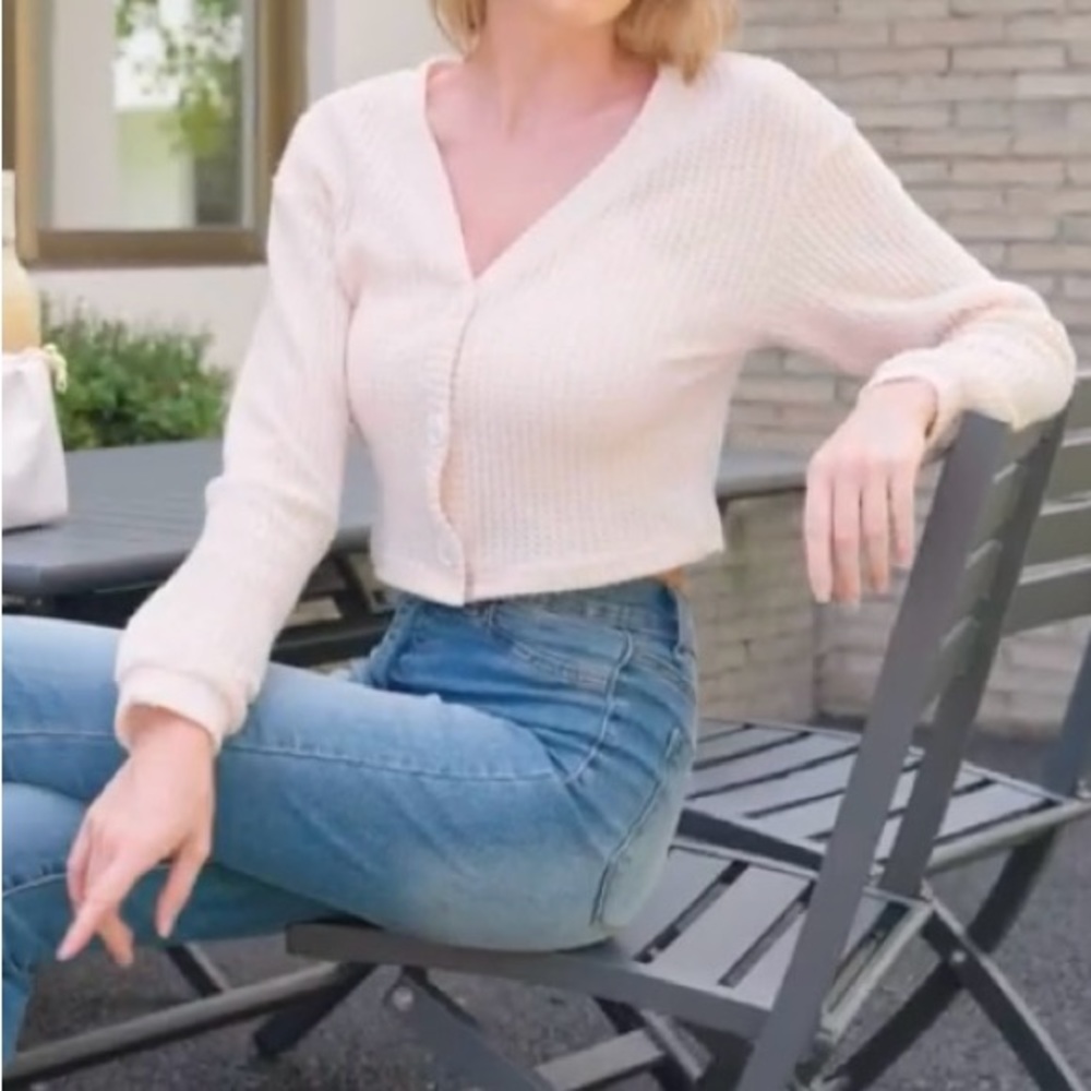 NWT Sweatyrocks Soft Waffle Knit Cropped Cardigan